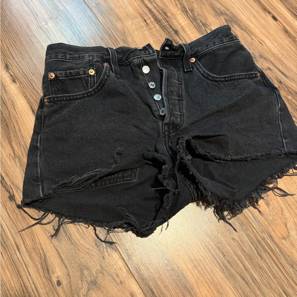Levi's Black Distressed Jean Shorts